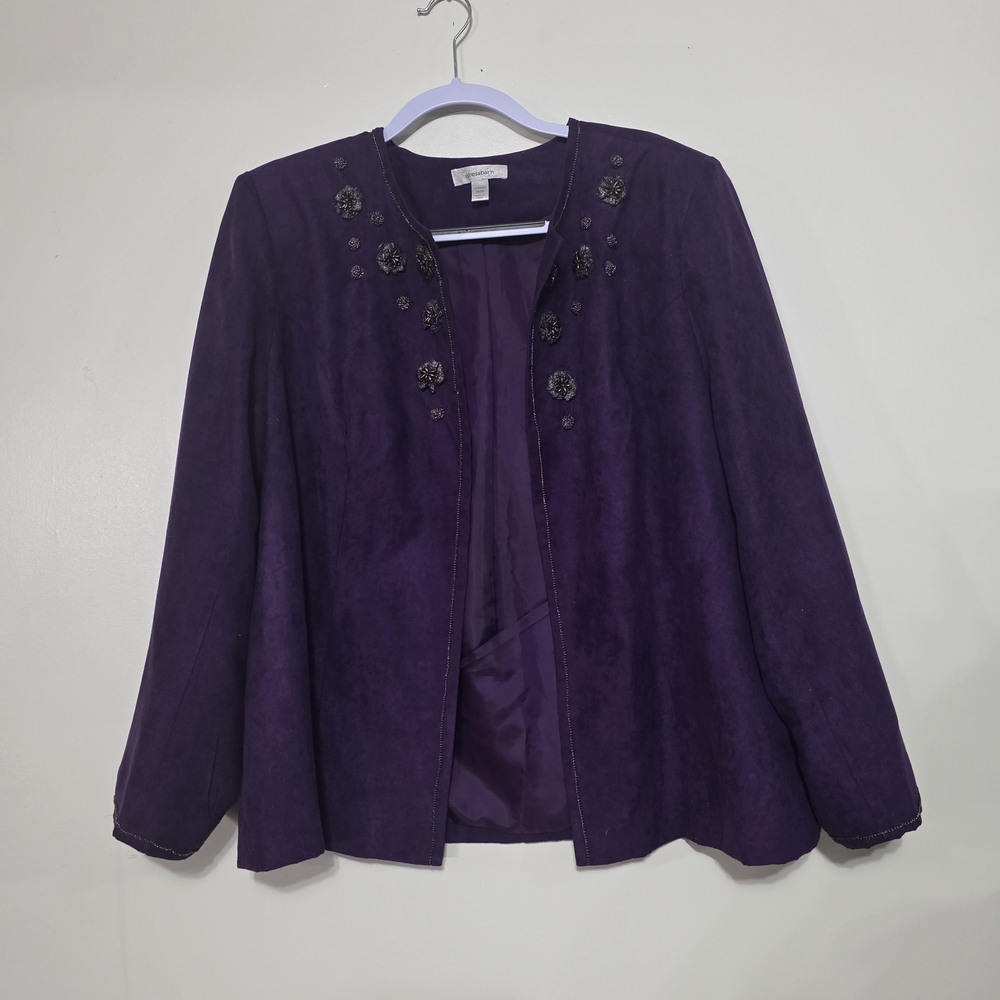 Dressbarn Deep Purple Women's Blazer with Floral Accents